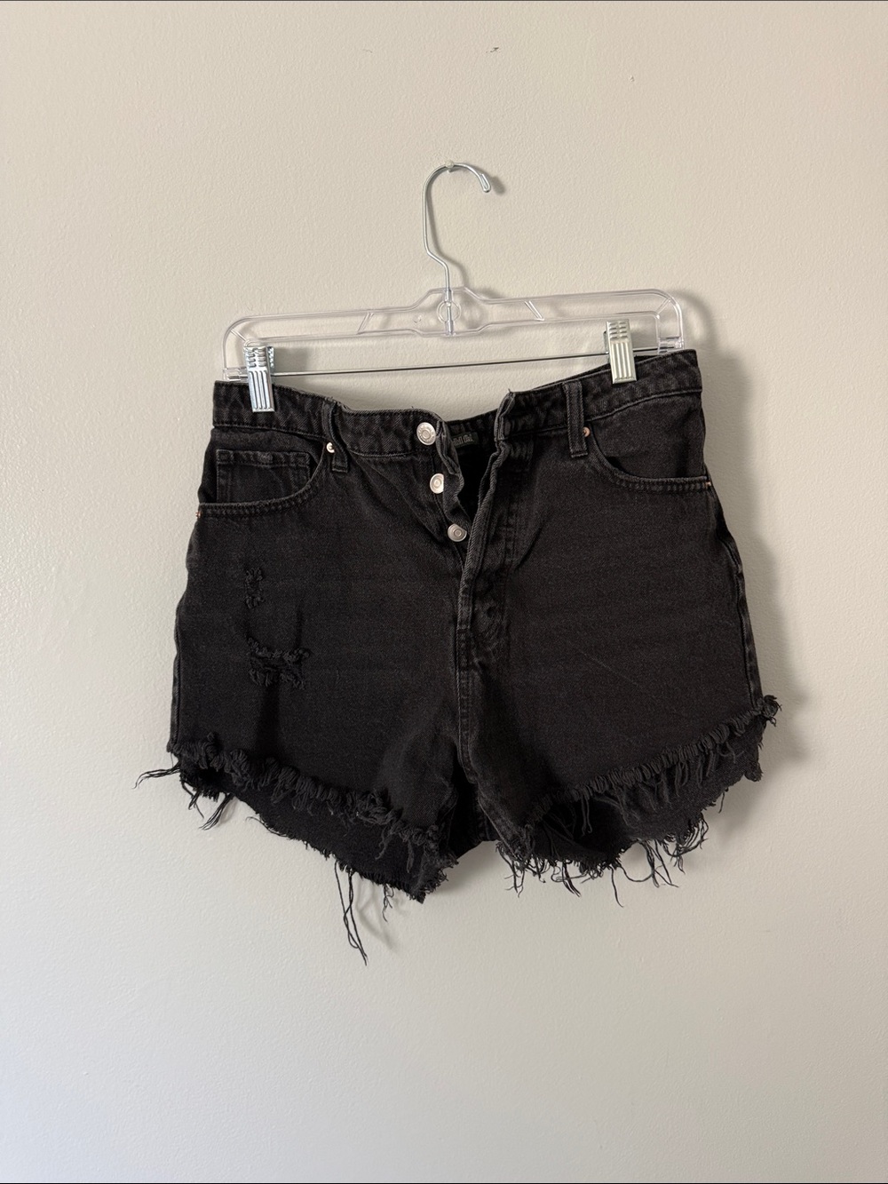 wild fable Black Distressed High-Rise Denim Shorts